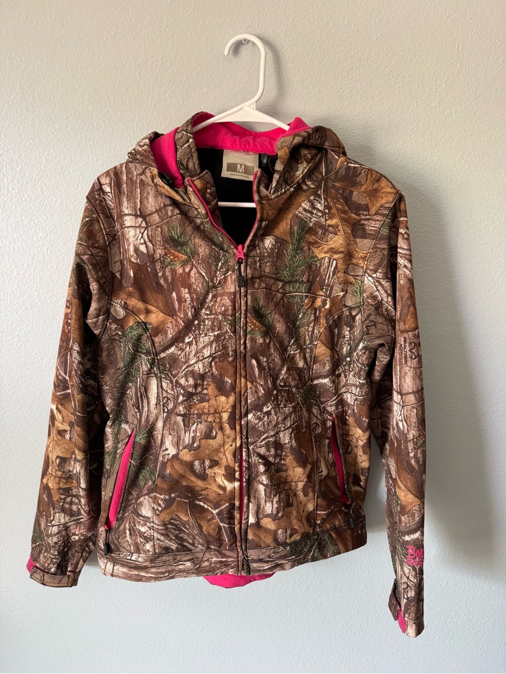 Berne Outdoors Women’s Medium Realtree Camo Soft Shell Jacket Pink Fleece Lined